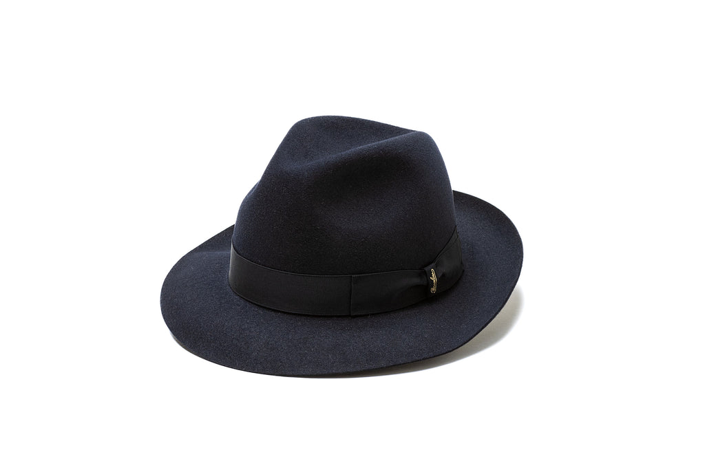 ★美品★Borsalino ボルサリーノ アレッサンドリア ラビット ハット Borsalino（ボルサリーノ）ラビットファー中折れハット/ブラック