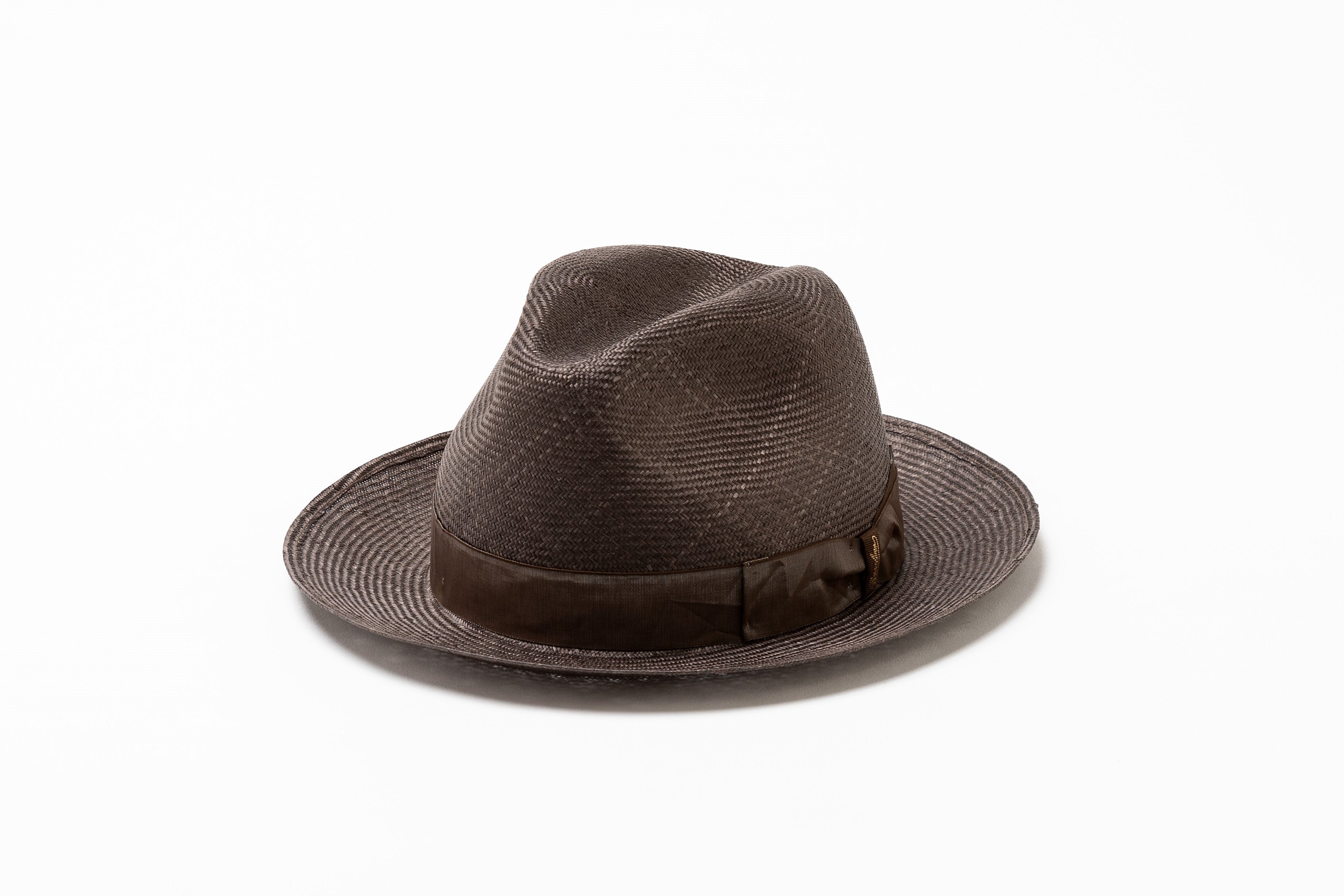 Borsalino 黒 ストローハット 未使用】ボルサリーノ ストロー ハット 中折れハット ヘンプ 麻