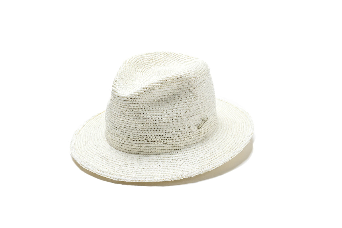 パナマで購入　パナマハット Montecristi アイボリー 黒リボン58cm Borsalino ボルサリーノ オプティモ パナマハット 黒リボン